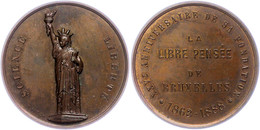 967 Belgien, Bronzemedaille (Dm. Ca. 52mm, Ca. 57g), 1888, Von A. Fisch. Av: Freiheitsstatue. Rev: 4 Zeilen Schrift, Dar - Sonstige & Ohne Zuordnung