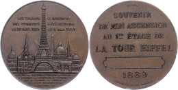 968 Frankreich, Bronzemedaille (Dm. Ca. 42,10mm, Ca. 41,99g), 1889, Von C. Trotin, Auf Die Vollendung Des Eiffelturms. A - Sonstige & Ohne Zuordnung