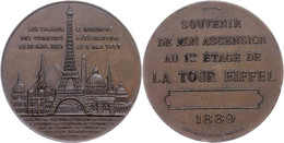 968 Frankreich, Bronzemedaille (Dm. Ca. 42,10mm, Ca. 41,99g), 1889, Von C. Trotin, Auf Die Vollendung Des Eiffelturms. A - Other & Unclassified