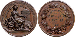 983 Frankreich, Kupfermedaille (Dm. Ca. 41mm, Ca. 34,33g), 1891, Von P. Metral Lyon. Av: Sitzende Weibliche Gestalt Nach - Sonstige & Ohne Zuordnung