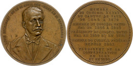 988 Schweiz, Bronzemedaille (Dm. Ca. 45,20mm, Ca. 40,63g), 1893, Von L. Jamin, Auf Louis Ruchonnet. Av: Brustbild Von Vo - Sonstige & Ohne Zuordnung
