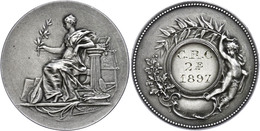 1000 Silbermedaille (Dm. Ca. 31,50mm, Ca. 15,25g), 1897, Von A. Rivet. Av: Sitzende Weibliche Gestalt Mit Zweig Nach Lin - Other & Unclassified