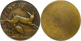 1020 Frankreich, Einseitige Bronzemedaille (Dm. Ca. 41mm, Ca. 32,36g), O.J., Von J. Vernon. Av: Hase Im Sprung Nach Rech - Other & Unclassified