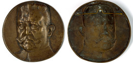 1025 Einseitige Bronze-Guss-Medaille (142 Mm, 313 G), O.J., Paul Von Hindenburg, Av: Kopf, Mit Aufhängung, Ss-vz.  Ss-vz - Andere & Zonder Classificatie