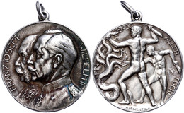 1027 Erster Weltkrieg, Silbermedaille (19 G, Ca. 33 Mm), O.J., Von A. Löwenthal, Ein Ende Aller Tücke, Av: Köpfe Franz J - Other & Unclassified