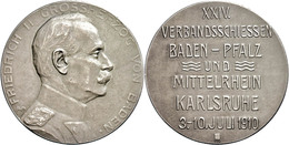 1046 Baden, Friedrich II., Silbermedaille (28,08g, Durchmesser Ca. 40mm), 1910, Von R. Mayer, Auf Das 24. Verbandsschieß - Andere & Zonder Classificatie
