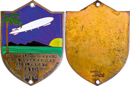 1071 Emailliere Bronzeplakette (Dm. Ca. 89x65,80mm), 1930, (Mayer Und Wilhelm, Stuttgart), Auf Die Zeppelin-Rückkehr Von - Other & Unclassified