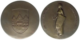 1084 Frankfurt, Bronzeplakette (374 G, 113 Mm), 1952, Ehrenplakette Der Stadt Frankfurt M., Av: Francufortia Mit Schild  - Other & Unclassified