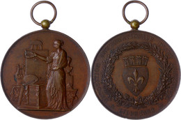 1097 Frankreich, Lille, Gehenkelte Bronzemedaille (Dm. Ca. 51mm, Ca. 51,79g), 1882, Unsigniert. Av: Stehende Weibliche G - Andere & Zonder Classificatie