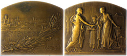 1140 Belgien, Bronzeplakette (ca. 63,20x72,90mm, Ca. 142,70g), 1905, Von F. Vernon. Av: Zwei Weibliche Gestalten Reichen - Sonstige & Ohne Zuordnung