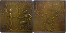 1173 Frankreich, Bronzeplakette (ca. 68x68mm, Ca. 129,10g), 1910, Von O. Yencesse, Zur Weltausstellung In Brüssel. Av: S - Other & Unclassified