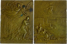 1210 Frankreich, Messingplakette (ca. 79x59mm, Ca. 149,62g), O.J., Unsigniert. Av: Zwei Schwebende, Geflügelte Weibliche - Other & Unclassified