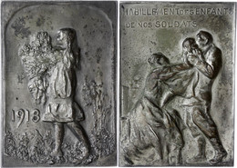 1221 Belgien, Versilberte Bronzeplakette (ca. 66x46mm, Ca. 78,31g), 1918, Von G. Charlier. Av: Junges Mädchen Mit Blumen - Other & Unclassified