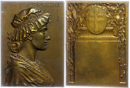 1229 Frankreich, Rechteckige Bronzeplakette (ca. 68x51,20mm, Ca. 126,52g), O.J., Von Prud'homme. Av: Brustbild Einer Fra - Other & Unclassified