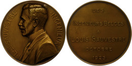 1247 Belgien, Bronzemedaille (Dm. Ca. 77,05g, Ca 158,73g), 1923, Von G. Devreese, Auf Louis Sauvestre. Av: Brustbild Nac - Andere & Zonder Classificatie