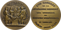 1254 Frankreich, Bronzemedaille (Dm. Ca. 51mm, Ca. 58,02g), 1924, Von F. Depaulis. Av: Vier Gestalten Um Altar. Rev: 8 Z - Andere & Zonder Classificatie