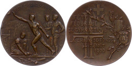 1257 Schweiz, Neuenburg, Bronzemedaille (Dm. Ca. 35mm, Ca. 22,86g), 1900, Von H. Bopp. Av: Vier Männer Im Sportlichen We - Other & Unclassified