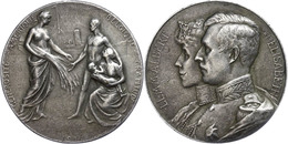 1260 Belgien, Versilberte Bronzemedaille (Dm. Ca. 35mm, Ca. 18,67g), O.J., Von G. Devreese. Av: Doppelportrait Des König - Andere & Zonder Classificatie