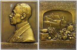 1265 Frankreich, Rechteckige Bronzeplakette (ca. 72x54,70mm, Ca. 132,41g), 1926, Von H. Nocq, Auf Marice Quentin. Av: Br - Sonstige & Ohne Zuordnung