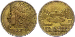 1291 Frankreich, Bronzemedaille (Dm. Ca. 32,05mm, Ca. 19,88g), 1931, Von L. Bazor, Auf Die Internationale Kolonial-Ausst - Andere & Zonder Classificatie