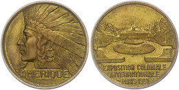 1291 Frankreich, Bronzemedaille (Dm. Ca. 32,05mm, Ca. 19,88g), 1931, Von L. Bazor, Auf Die Internationale Kolonial-Ausst - Sonstige & Ohne Zuordnung