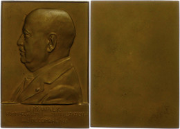 1298 Frankreich, Rechteckige Bronzeplakette (ca. 62,90x44mm, Ca. 77,61g), 1933, Von Ch. Samuel, Auf J. M. Walk. Av: Brus - Andere & Zonder Classificatie