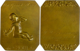 1303 Oktogonale Bronzeplakette (ca. 65x50,10mm, Ca. 89,91g), 1934, Von G. Devreese. Av: Sitzender Nackter Knabe Nach Rec - Andere & Zonder Classificatie