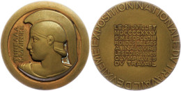 1304 Belgien, Bronzemedaille (Dm. Ca. 64,10mm, Ca. 107g), 1935, Unsigniert, Athenabüste Mit Korinthischem Helm Von Vorn, - Other & Unclassified