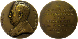 1317 Belgien, Bronzemedaille (Dm. Ca. 62,50mm, Ca. 88,04g), 1938, Von Bonnetain, Auf Paul Duchaine. Av: Brustbild Nach L - Sonstige & Ohne Zuordnung