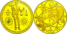 1337 Goldmedaille Zu 10 Dukaten (Dm. Ca. 50mm, Ca. 34,53g), 1953, EWG-Euratom. Av: Stehender Hermes Mit Caduceus Und Waa - Sonstige & Ohne Zuordnung