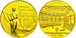 1340 Mexiko, Goldmedaille 1957, Unsigniert, Auf Die 100 Jahrfeier Der Konstitution, Avers: Stehende Frau Mit Aufgeschlag - Other & Unclassified