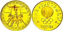 1343 Japan, Goldmedaille (Dm. Ca. 20,10mm, Ca. 3,48g), 1964, Zur Olympiade. Av: Galoppierende Quadriga Von Vorn. Rev: Ol - Sonstige & Ohne Zuordnung