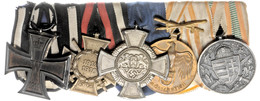 1410 Ordensspange Mit 5 Auszeichnungen, Preußen Eisernes Kreuz 2. Klasse Ausgabe 1914, Ehrenkreuz Für Frontkämpfer Mit S - Other & Unclassified