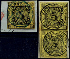 1652 3 Kr In A-Farbe Und Senkrechtes Paar 3 Kr In B-Farbe Jeweils Tadellos Auf Briefstück Und Jeweils Gepr. Flemming BPP - Andere & Zonder Classificatie