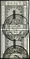 1656 1 Kreuzer Schwarz Auf Weiß, Senkrechtes Paar, Gestempelt 43 FREIBURG, Allseits Voll- Bis Breitrandig, Die Untere Ma - Other & Unclassified