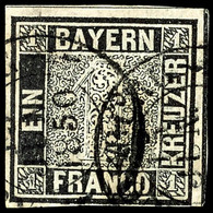 1676 1 Kreuzer Schwarz, Platte 1, Allseits Voll- Bis Breitrandig Geschnitten - Oben Und Rechts Mit Schnittlinien, Klar G - Autres & Non Classés