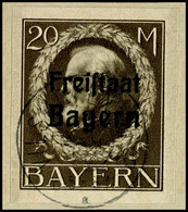 1722 20 M "Freistaat Bayern" Breitrandig Geschnitten Tadellos Auf Briefstück, Mi. 140,--, Katalog: 170B BS - Andere & Zonder Classificatie