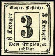 1728 3 Kr. Schwarz, Tadellos Ungebraucht, Allseits Vollrandig, Gepr. Sem BPP, Mi. 160.-, Katalog: 1 * - Other & Unclassified