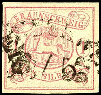 1741 1 Sgr. Karmin, Tadellos Gestempelt "BRAUNSCHWEIG 8/5" Allseits Gleichmäßig Voll Gerandet, Gepr. Lange BPP, Mi. 400. - Braunschweig