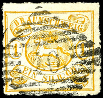 1759 1 Sgr. Lebhaftgelbocker Linienförmig Durchstochen, Zentrisch Gestempelt "40", Einwandfreier Durchstich (teils Inner - Braunschweig