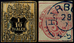 1772 1/10 Thaler Und 3 Pfennige Gestempelt, Jeweils Erhöht Gepr. Berger BPP, Mi. 310,--, Katalog: 7a + 13a O - Hannover