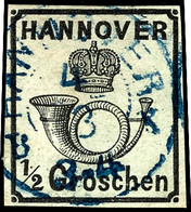 1776 1/2 Gr. Schwarz, Zentrisch Gestempelt K2 "HANNOVER 4/3", Allseits Vollrandig, Tadellos, Kabinett, Gepr. Pfenninger, - Hanovre