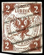 1795 2 Sch. Rötlichbraun, Farbfrisches, Allseits Vollrandiges Exemplar Mit Sauber Aufgesetzter Balkenstempelentwertung,  - Lubeck