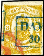 1804 3 Gr. Dunkelgraugelb, Tadellos Gestempelt Ra2 "DAMME" Und Roter K1 "P.", Allseits Voll- Bis Breitrandig, Dekorative - Oldenburg