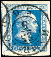 1820 2 Sgr. Blau, Ideal Zentrisch Gestempelt K2 HAMBURG 25 5, Allseits Sehr Breit Gerandet Mit Nebenmarken Links Und Rec - Sonstige & Ohne Zuordnung