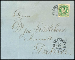 1850 1 Kreuzer Grün, Durchstochen, Einzelfrankatur Auf Ortsbrief "FRANKFURT 10/12", Pracht, Gepr. Grobe, Mi. 300.-  - Ex - Other & Unclassified
