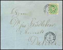 1850 1 Kreuzer Grün, Durchstochen, Einzelfrankatur Auf Ortsbrief "FRANKFURT 10/12", Pracht, Gepr. Grobe, Mi. 300.-  - Ex - Autres & Non Classés