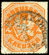 1852 2 Kr. Orange, Zentrisch Gestempelt K1 "BAHNPOST 28/9", Allseits Vollständiger Durchstich, Farbfrisch, Tadelloses Ka - Other & Unclassified