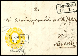 1858 3 Silbergroschen, Rötlichgelb, Ganzsachenausschnitt Viereckig Geschnitten Als Frankatur Auf Brief Von "LOBSENS 3 3" - Sonstige & Ohne Zuordnung