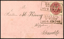 1864 "HALLE A/S. BAHNHOF" - Ra2 Klar Auf Brief Mit 1 Silbergroschen Wappenausgabe Und Nochmals Nebengesetzt, Adressiert  - Autres & Non Classés